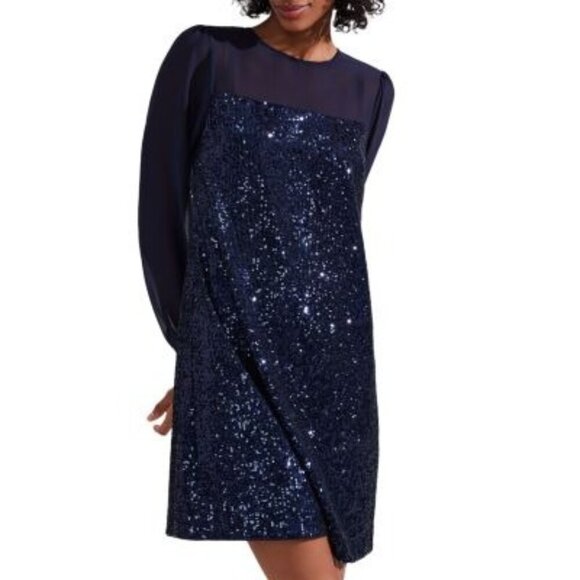 Hobbs London Zariah Sequin Dress 2 Navy Blue - Picture 1 of 12